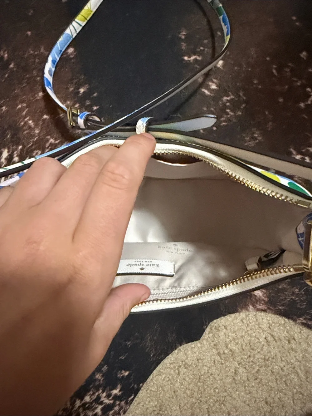 kate spade Floral Crescent Crossbody - Blue, Green, Yellow on Cream
